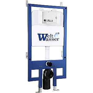 Унитаз подвесной WeltWasser BAMBERG 545+BAARBACH 004 GL-WT+BAMBERG WT белый глянцевый, безободковый, с крышкой микролифт, с инсталляцией и белой кнопкой купить в интернет-магазине Sanbest