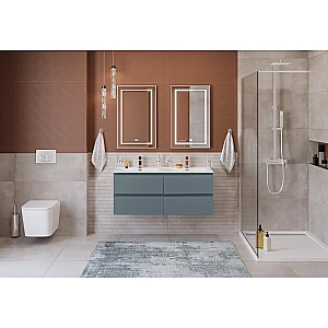 Тумба с раковиной BelBagno 120 KRAFT-1200-4C-SO-AO+CZR-8070-120-2 голубая матовая для ванной в интернет-магазине Sanbest