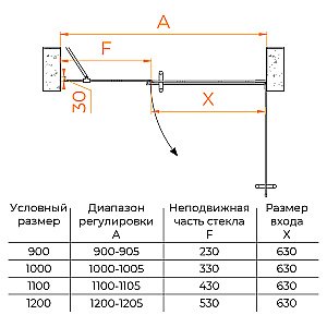 Душевая дверь RGW Hotel HO-012B 90 350601209-24 стекло матовое/профиль черный купить в интернет-магазине Sanbest