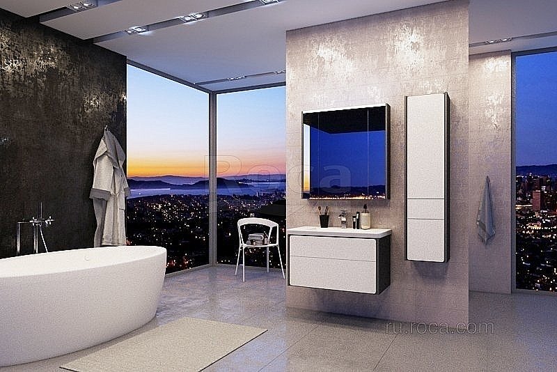 Зеркальный шкаф Roca Ronda ZRU9302970 80 белый глянец/антрацит купить в интернет-магазине сантехники Sanbest