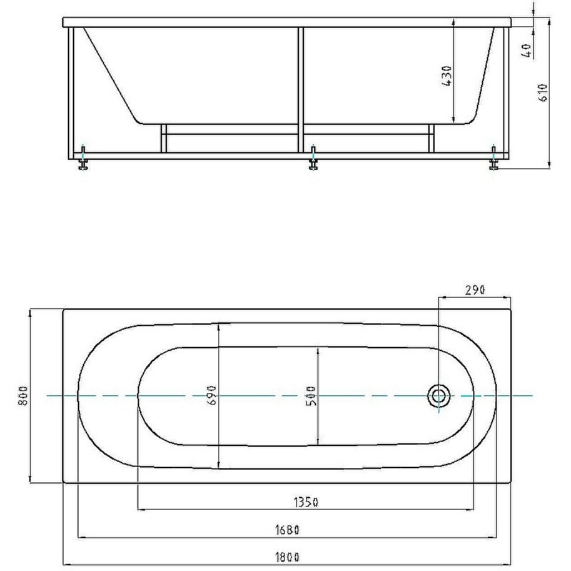 Ванна Aquatek Оберон 180х80 OBR180-0000141 белая купить в интернет-магазине Sanbest