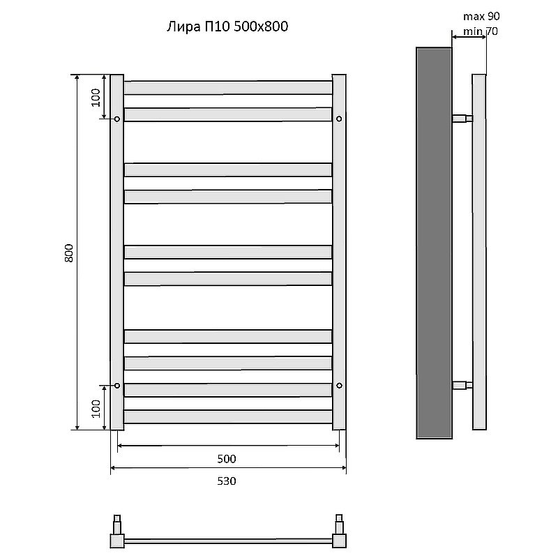 Полотенцесушитель Aquatek Лира П10 50х80 AQ KP1080CH хром купить в интернет-магазине сантехники Sanbest