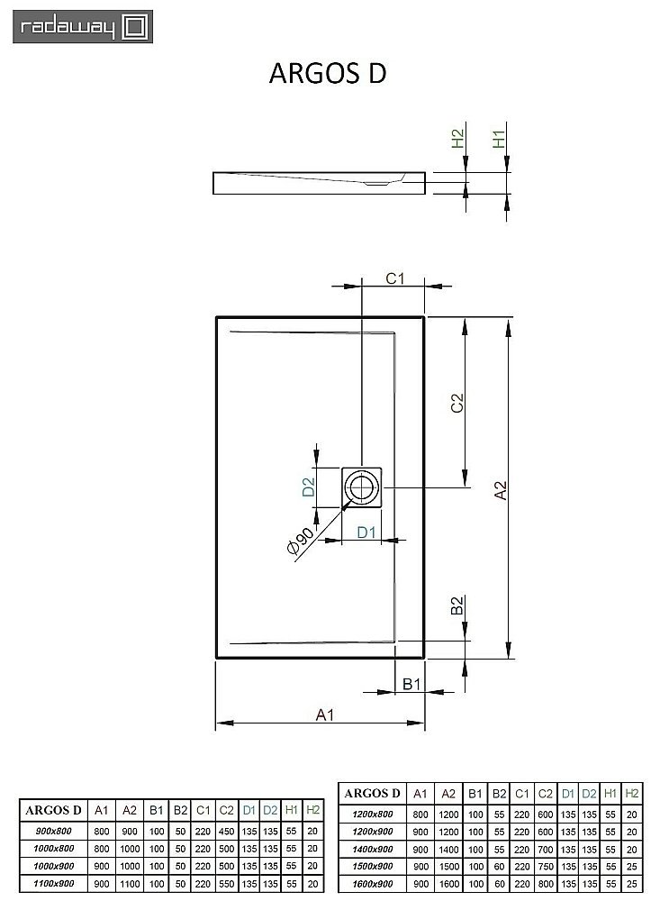 Душевой поддон Radaway Argos D 4AD812-01 120х80 белый купить в интернет-магазине Sanbest