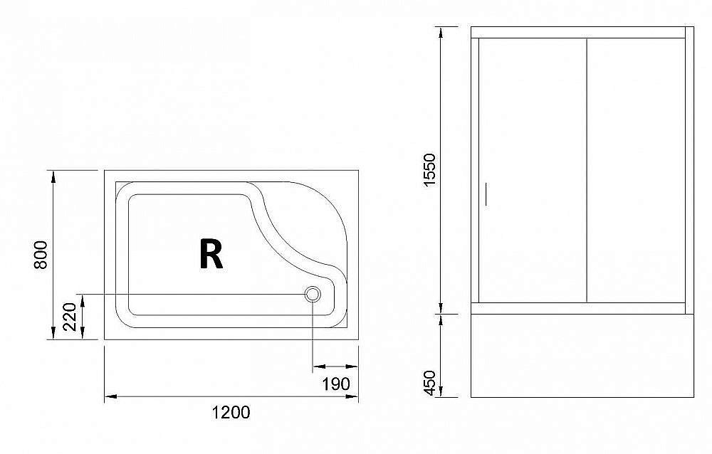 Душевой уголок Royal Bath RB8120BP-T 120х80 прозрачный купить в интернет-магазине Sanbest