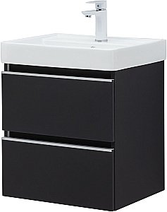 Тумба с раковиной Aquanet Вега 50 черная матовая для ванной в интернет-магазине Sanbest