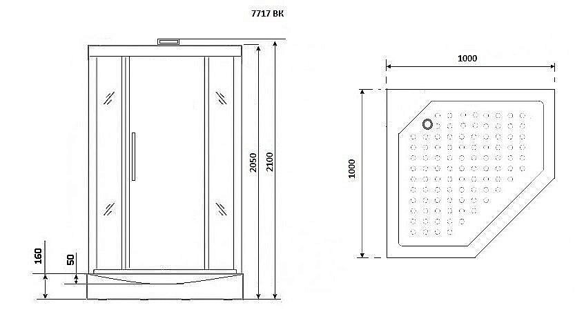 Душевая кабина Niagara Luxe NG-7717WBK 100x100 серебро купить в интернет-магазине Sanbest