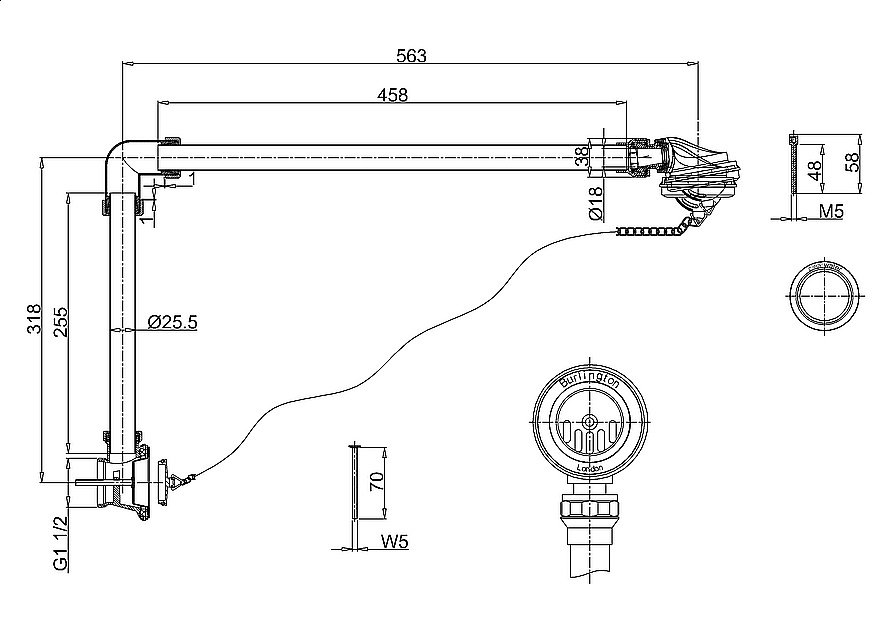 Слив-перелив для ванны Burlington W4 GOLD золото купить в интернет-магазине сантехники Sanbest