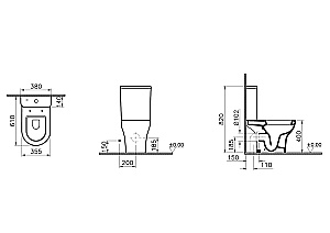 Унитаз-компакт VitrA Zentrum 9012B003-7209 с бачком, с сиденьем микролифт, белый купить в интернет-магазине Sanbest