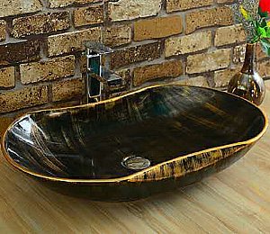Раковина накладная Ceramalux MNC 66,5 7097 черная, бронзовая купить в интернет-магазине Sanbest