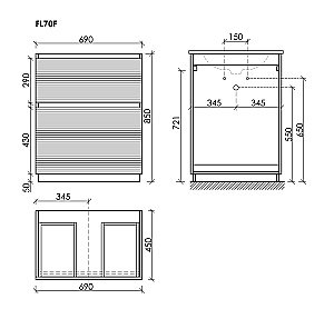 Тумба с раковиной Sancos FOLK Floor FL70FW/CN7007MB 70 Bianco для ванной в интернет-магазине Sanbest