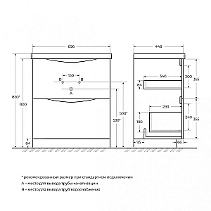 Тумба с раковиной BelBagno 70 MARINO-700-2C-PIA-BL-P+BB700/450-LV-ART-AST-NERO Bianco Lucido для ванной в интернет-магазине Sanbest