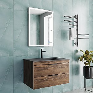 Тумба с раковиной Vincea Chiara 2D 80 VMC-2C2800CO/VCB-13800G тёмный дуб/раковина серая для ванной в интернет-магазине Sanbest