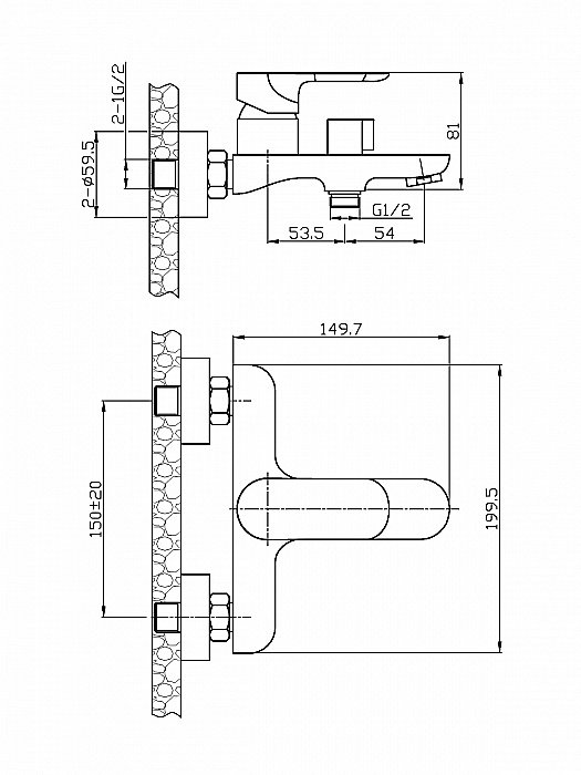 Смеситель для ванны Agger Gorgeous A0210000 купить в интернет-магазине сантехники Sanbest