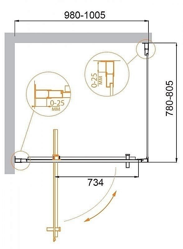 Душевой уголок Cezares Molveno 100x80 MOLVENO-AH-1-100/80-C-Cr-IV стекло прозрачное/профиль хром купить в интернет-магазине Sanbest