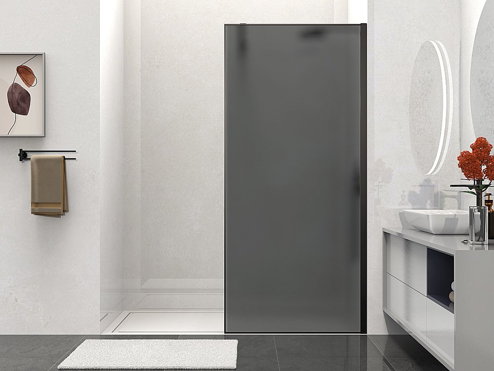 Душевая перегородка Vincea Walk-In VSW-1HS100GFB 100 профиль черный матовый/стекло матовое тонированное купить в интернет-магазине Sanbest