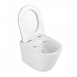 Унитаз подвесной ABBER Bequem AC1102MW с крышкой микролифт, безободковый, белый матовый купить в интернет-магазине Sanbest