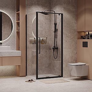 Душевой уголок Niagara Nova NG-85-10AB/NG-A80B-34 100х80 стекло прозрачное/профиль черный матовый купить в интернет-магазине Sanbest