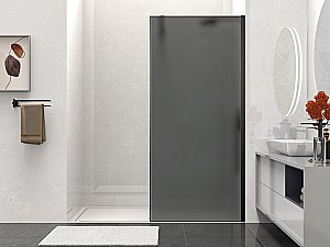 Душевая перегородка Vincea Walk-In VSW-1HS100GFB 100 профиль черный матовый/стекло матовое тонированное купить в интернет-магазине Sanbest