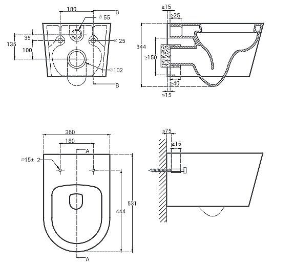 Унитаз подвесной Hansmann keramik ROUND УНИ0002 безободковый, с крышкой микролифт купить в интернет-магазине Sanbest
