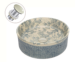 Раковина Bronze de Luxe Brousse 36 4116 голубая с декором купить в интернет-магазине Sanbest
