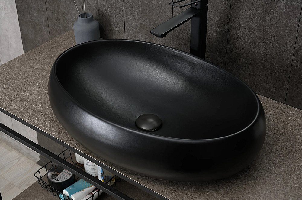 Раковина накладная Gid Lago 60 Bm9030a 53371 черная матовая купить в интернет-магазине Sanbest