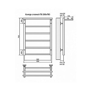 Полотенцесушитель электрический Terminus Контур П6 500x700 левый/правый купить в интернет-магазине сантехники Sanbest