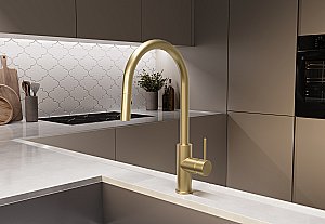 Смеситель для кухни Vincea City VKF-2C1BG брашированное золото купить в интернет-магазине сантехники Sanbest