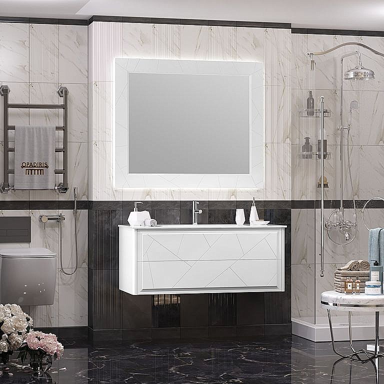 Тумба с раковиной Опадирис Луиджи 120 белая матовая для ванной в интернет-магазине Sanbest