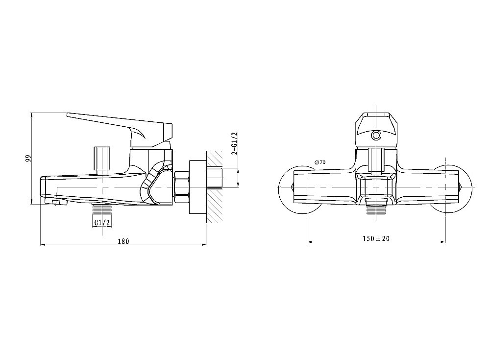 Смеситель для ванны WONZON & WOGHAND ATHENS, Хром (WW-083101-CR) купить в интернет-магазине сантехники Sanbest