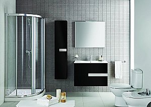 Тумба с раковиной Roca Victoria Nord Black Edition ZRU9000097 80 черный глянец для ванной в интернет-магазине Sanbest