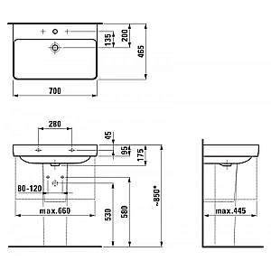 Раковина Laufen Pro S 8.1096.7.000.104.1 белая купить в интернет-магазине Sanbest