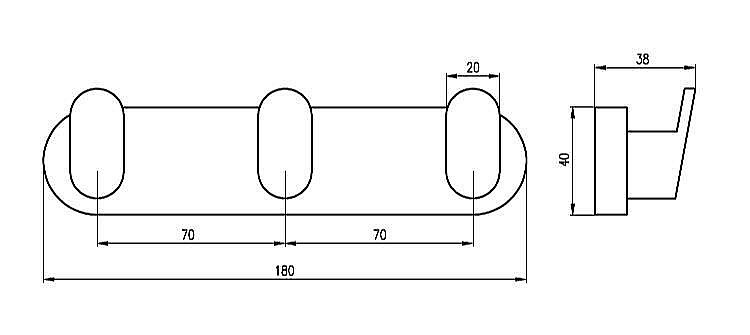 Крючок тройной Rav-Slezak YUKON YUA0105CMAT купить в интернет-магазине сантехники Sanbest