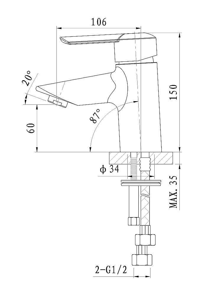 Смеситель для раковины WONZON & WOGHAND BAROQUE, Хром (WW-191101-CR) купить в интернет-магазине сантехники Sanbest