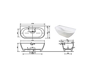 Ванна Taliente Nemi NE17085 a parete 170х85,5 белая купить в интернет-магазине Sanbest
