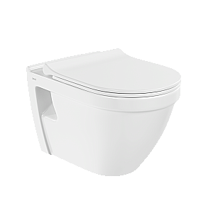 Унитаз подвесной VitrA S50 9003B003-7203 безободковый, с инсталляцией, с крышкой микролифт, белый/клавиша глянцевая белая купить в интернет-магазине Sanbest