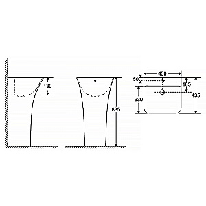 Раковина Azario FRETTA SQUARE 45 AZ-315 белая купить в интернет-магазине Sanbest