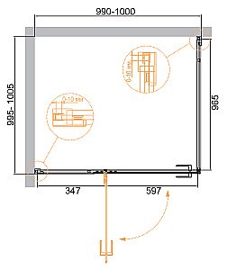 Душевой уголок Cezares Bellagio 100х100 BELLAGIO-A-1-100-C-BORO стекло прозрачное/профиль матовое брашированное золото купить в интернет-магазине Sanbest