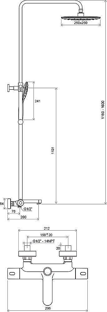 Душевая система Ravak Termo 300 TE 092.00/150 купить в интернет-магазине сантехники Sanbest