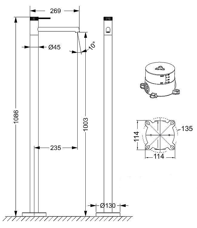 Смеситель для раковины Vincea Rim VFBF-2R1GM вороненая сталь купить в интернет-магазине сантехники Sanbest