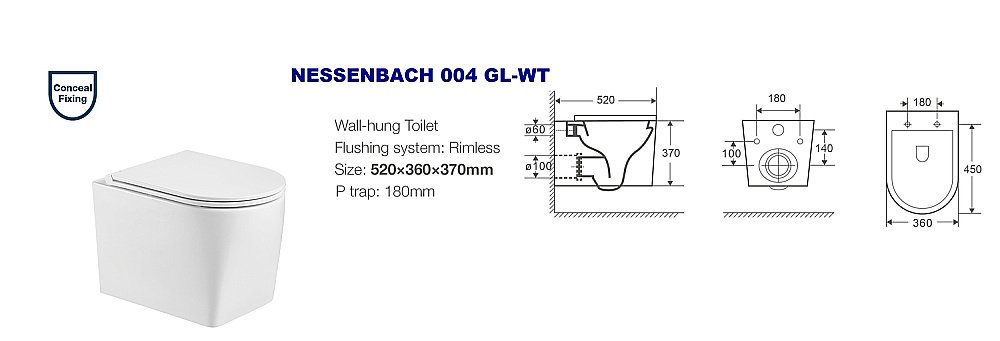 Унитаз подвесной WeltWasser NESENBACH 004 GL-WT купить в интернет-магазине Sanbest