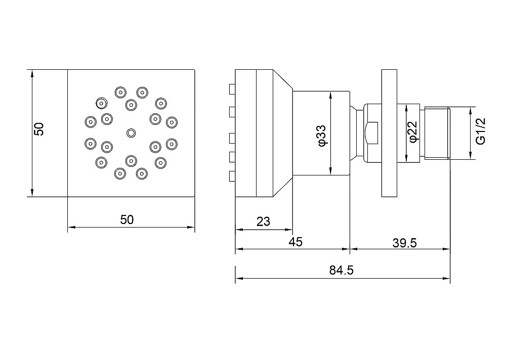 Форсунка для душа Aquatek AQ2098MB 50х50 черная матовая купить в интернет-магазине сантехники Sanbest