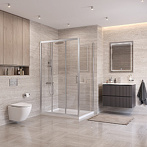 Душевой уголок BelBagno UNO-195-AHF-31-120/90-C-IN стекло прозрачное/профиль сатин купить в интернет-магазине Sanbest