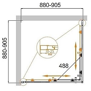 Душевой уголок Cezares Molveno 90х90 Molveno-A-2-90-P-Cr стекло матовое рифленое/профиль хром купить в интернет-магазине Sanbest