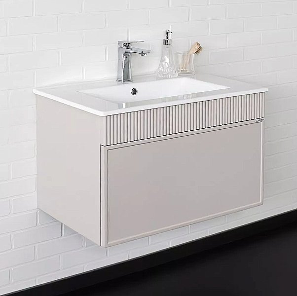 Тумба с раковиной Comforty Мадрид 70 00-00020643 серый шелк для ванной в интернет-магазине Sanbest