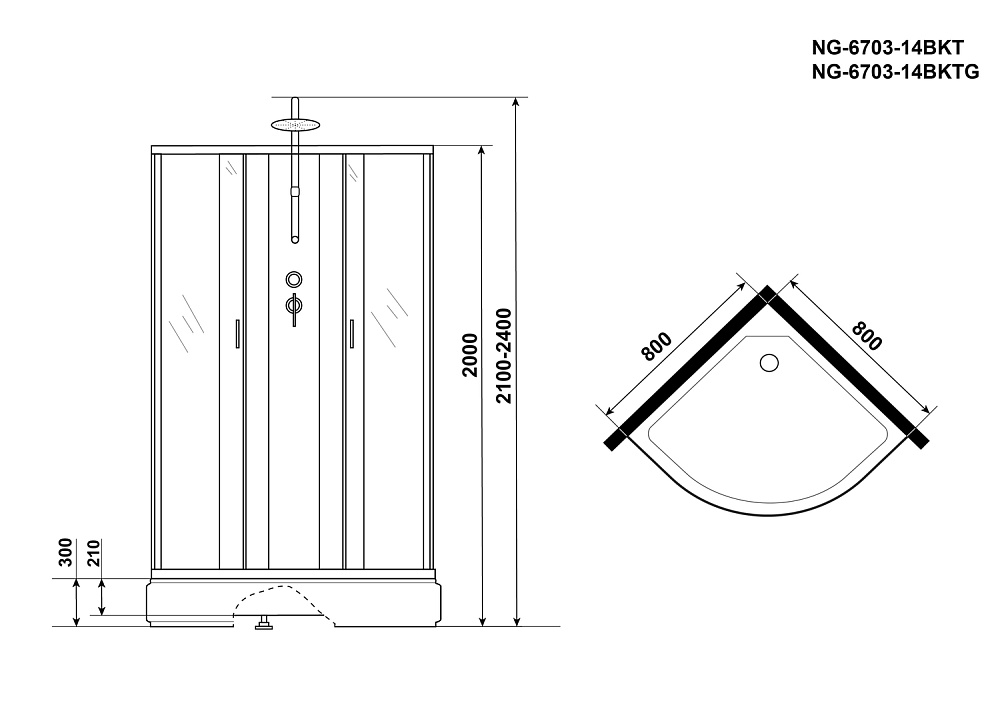 Душевая кабина Niagara Classic NG-6703-14BKT 80x80 купить в интернет-магазине Sanbest