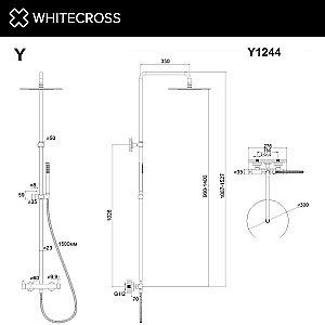 Душевая система WhiteCross Y Y1244GM оружейная сталь купить в интернет-магазине сантехники Sanbest