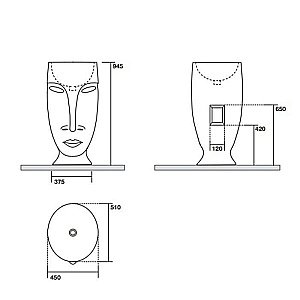 Раковина напольная Kerasan Artwork Moloco 45 474086 белая, серебро купить в интернет-магазине Sanbest