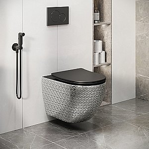 Унитаз подвесной Grossman Color GR-4411SBRS безободковый, с крышкой микролифт, серебро/декор купить в интернет-магазине Sanbest