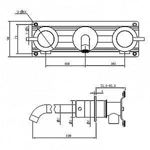 Смеситель для раковины Abber Wasser Kreis 316 AF81123BG-L золото брашированное купить в интернет-магазине сантехники Sanbest
