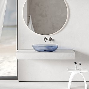 Раковина накладная прозрачная ABBER Kristall AT2801Saphir синяя купить в интернет-магазине Sanbest